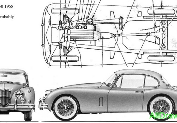 Jaguar XK150S (1958) (Ягуар XК150С (1958)) - чертежи (рисунки) автомобиля